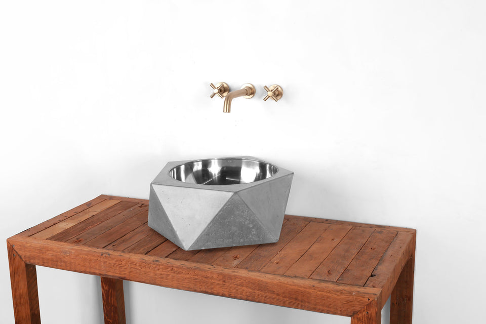 Concrete Gemstone Over-Mount Sink, Handmade UHPC, Fiberglass Reinforced | Waterproof | Customizable Dim | Modern Luxury Bathroom Ideas