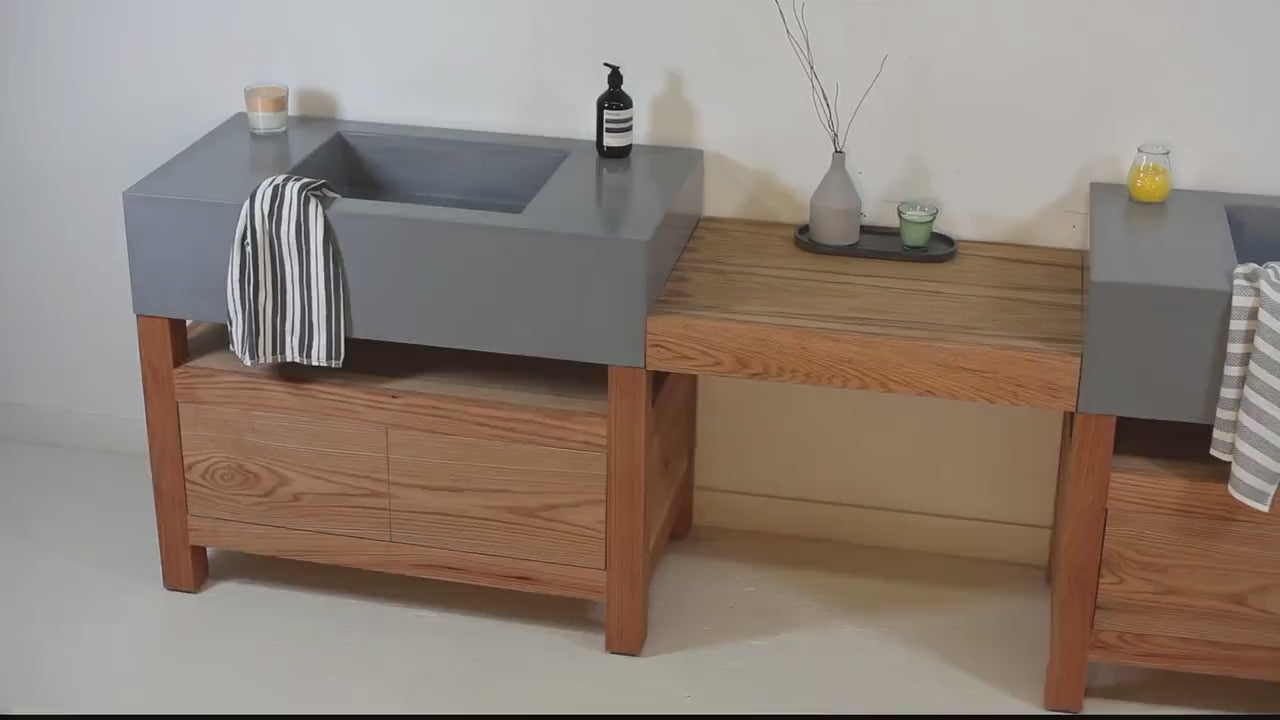 2016 Award-Winning Concrete Vanity for Elevated Bathroom Design | Unique Concrete Sink with Vanity, Simple Interior Design, Rustic Style.